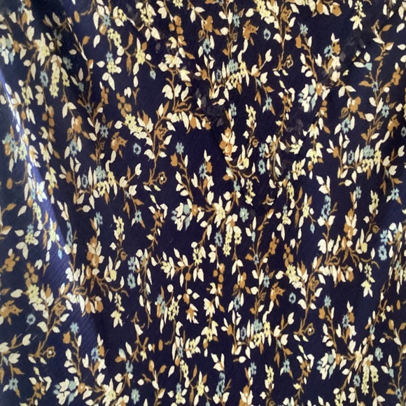 NWOT New Anne Klein Size 2P Silk Dress Maxi Midi Navy Blue Floral - Picture 5 of 6